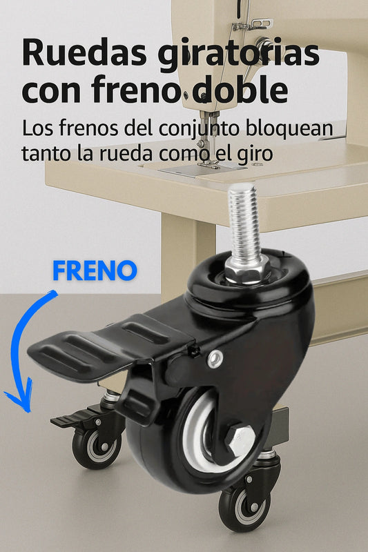 RUEDAS GIRATORIAS CON FRENO (4 UNIDADES)